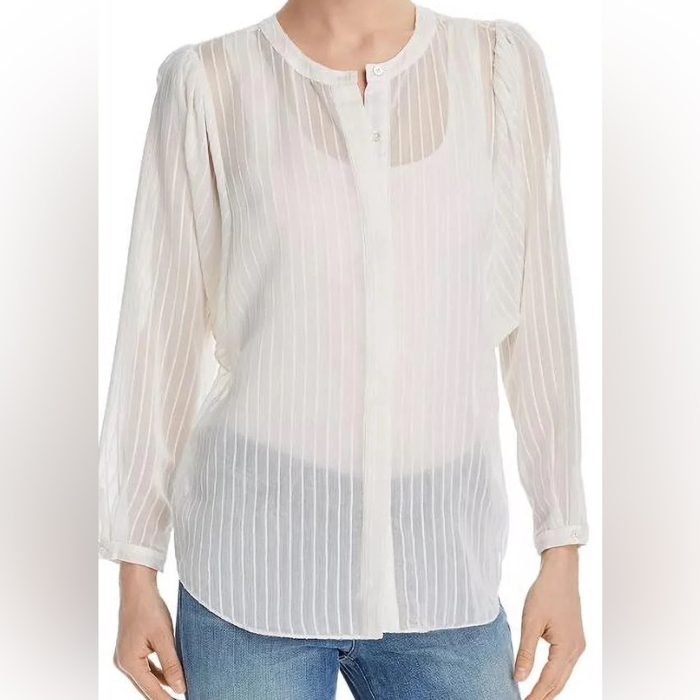 Joie White Rashelda striped Sheer Blouse